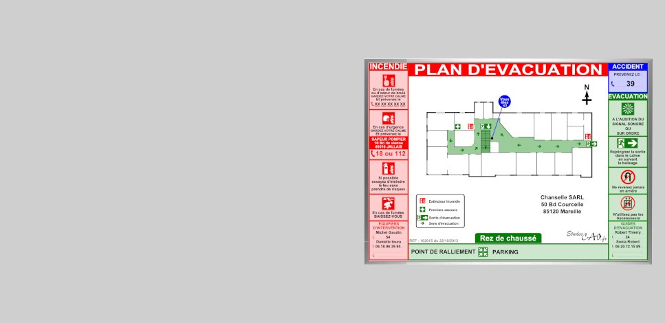 Plan d'évacuation pour hôtel